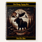 森の中の木彫りのムース ノートブック (正面)