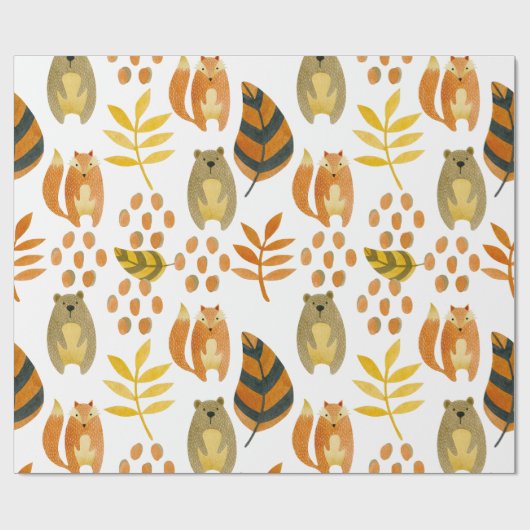 森の中の森林動物 ラッピングペーパー (フラット)