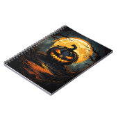 森の中の漫画のダークブルーハロウィーンのカボチャのちょうちん ノートブック (左側)