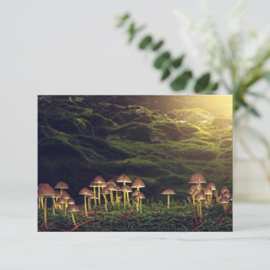 森の中の熟した野生のキノコ サンキューカード (スタンド正面)