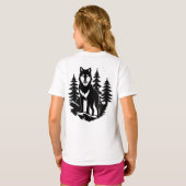 森の中の狼のシルエット Tシャツ (裏面フル)