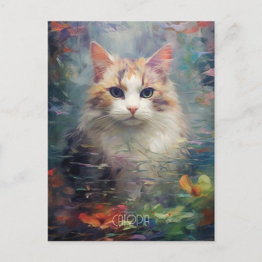 森の中の猫 ポストカード (正面)