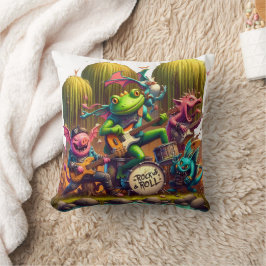 森の中の生カラフルき物のロックバンド クッション