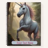 森の中の白いユニコーン（あなただけの特別なユニコーン） ノートブック (正面)