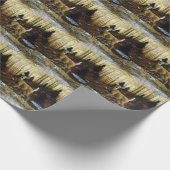 森の中の白い鹿のシカ ラッピングペーパー (角)