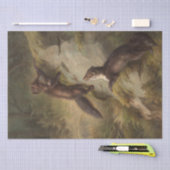 森の中の石にマルテンスが二匹 薄葉紙 (クラフト)