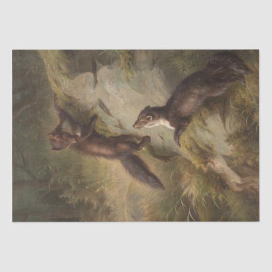 森の中の石にマルテンスが二匹 薄葉紙 (正面)