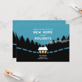 森の中の祝日の家の新しい住所 カード (正面/裏面インサイチュ)