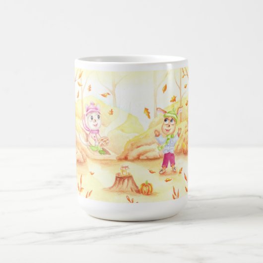 森の中の秋の散歩 コーヒーマグカップ (中央)