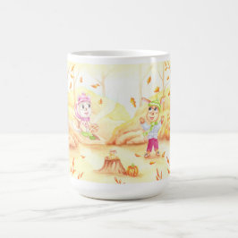 森の中の秋の散歩 コーヒーマグカップ