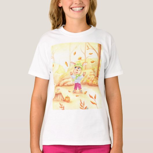 森の中の秋の散歩 Tシャツ (正面)