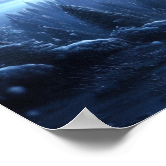 森の中の穏やかな冬の夜 ポスター (角)