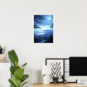 森の中の穏やかな冬の夜 ポスター (ホームオフィス)