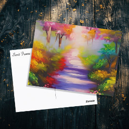 森の中の紅葉 ポストカード