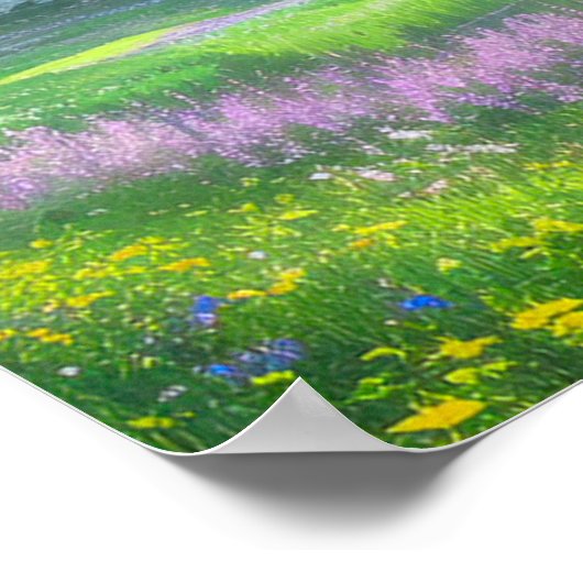 森の中の紫色の花を片付ける ポスター (角)