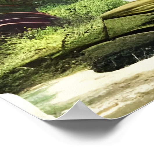 森の中の緑のファンタジーライオンの獣 | AI Art ポスター (角)