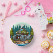 森の中の緑のモンスタートラック ペーパーボウル (パーティー)