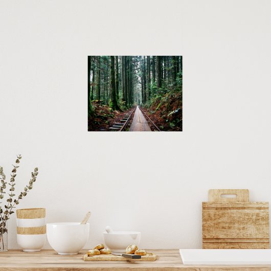 森の中の線路を訓練する ポスター (キッチン)