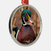 森の中の美しいオスの森の鴨 メタルオーナメント (右)