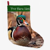森の中の美しいオスの森の鴨 ラージクリスマスストッキング (正面)