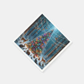 森の中の美しいクリスマスツリー スタンダードカクテルナプキン (角)