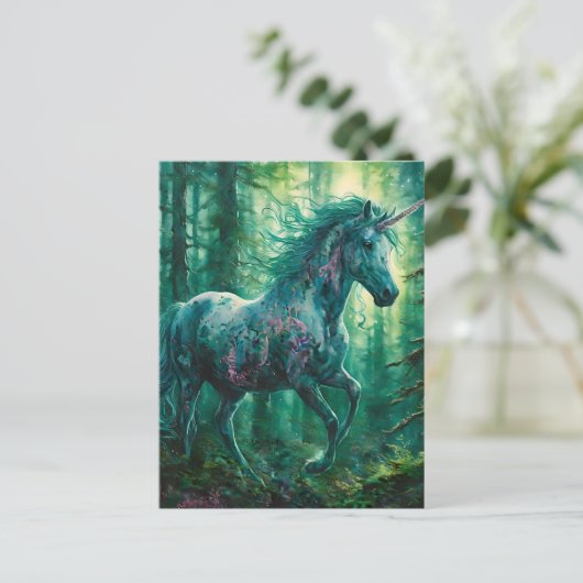 森の中の美しい一角獣 ポストカード (スタンド正面)