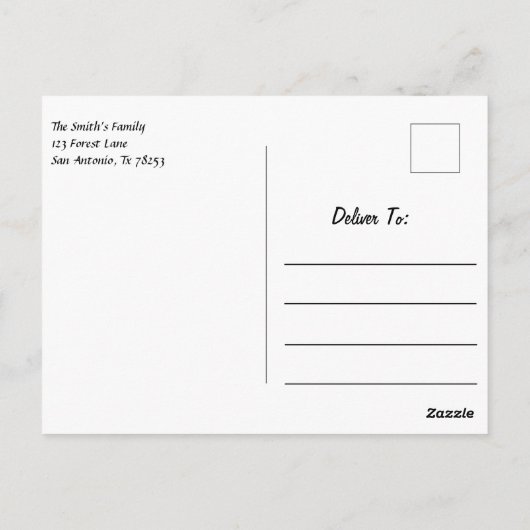 森の中の美しい夕日 ポストカード (裏面)