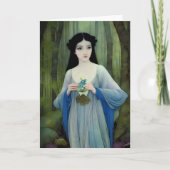 森の中の美しい女性のインクイラストレーション カード (正面)