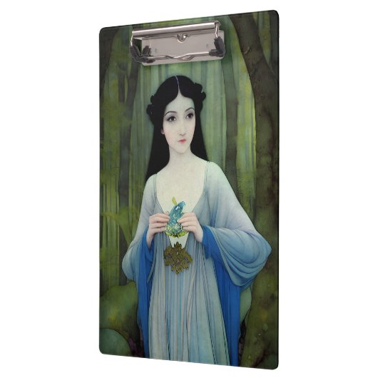森の中の美しい女性のインクイラストレーション クリップボード (左)