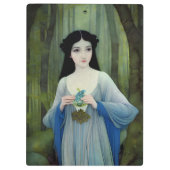 森の中の美しい女性のインクイラストレーション クリップボード (裏面)