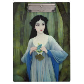 森の中の美しい女性のインクイラストレーション クリップボード (正面)