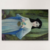 森の中の美しい女性のインクイラストレーション ジグソーパズル (横)