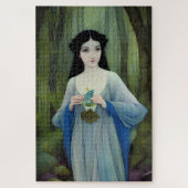 森の中の美しい女性のインクイラストレーション ジグソーパズル (縦)