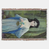 森の中の美しい女性のインクイラストレーション スローブランケット (正面)