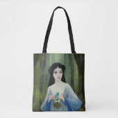 森の中の美しい女性のインクイラストレーション トートバッグ (正面)