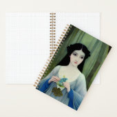 森の中の美しい女性のインクイラストレーション ノートブック (内側)