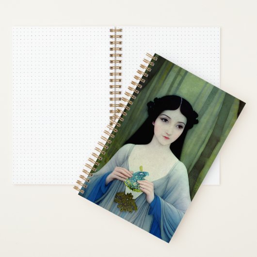 森の中の美しい女性のインクイラストレーション ノートブック (内側)