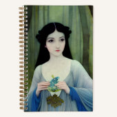 森の中の美しい女性のインクイラストレーション ノートブック (正面)