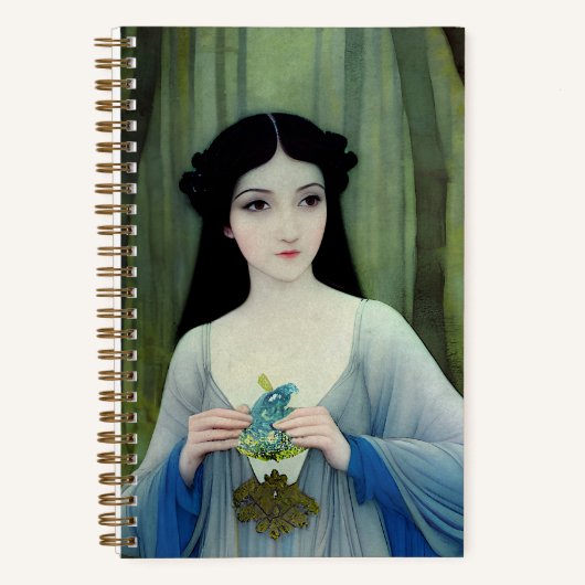 森の中の美しい女性のインクイラストレーション ノートブック (正面)