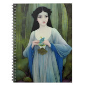 森の中の美しい女性のインクイラストレーション ノートブック (正面)