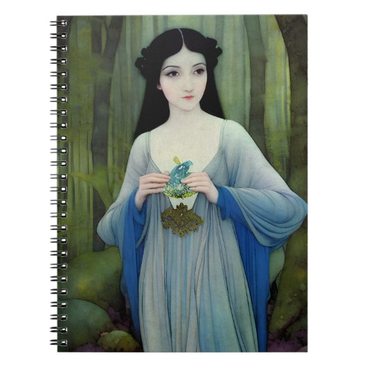森の中の美しい女性のインクイラストレーション ノートブック (正面)