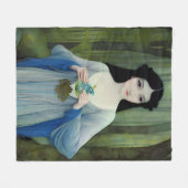 森の中の美しい女性のインクイラストレーション フリースブランケット (正面(横))