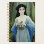 森の中の美しい女性のインクイラストレーション プランナー手帳 (正面)