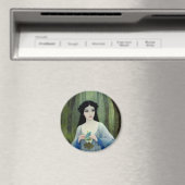 森の中の美しい女性のインクイラストレーション マグネット (インサイチュ (食洗機))