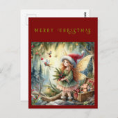 森の中の美しい妖精メリークリスマス ポストカード (正面/裏面)