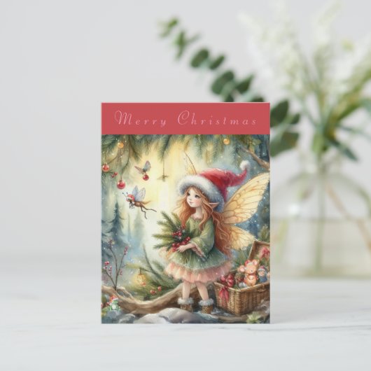 森の中の美しい妖精メリークリスマス ポストカード (スタンド正面)