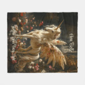 森の中の翼を持つ白いフローラ フリースブランケット (正面(横))