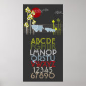 森の中の象の家族アルファベットと数字 ポスター (正面)