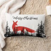 森の中の赤いキツネパインズメリークリスマス ランバークッション (ブランケット)