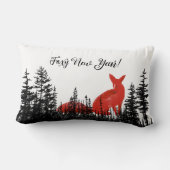 森の中の赤いキツネパインズメリークリスマス ランバークッション (裏面)